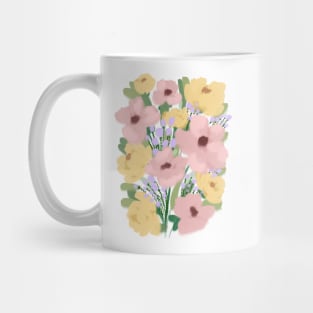 Pink Abstract Wild Flowers Illustration Mug